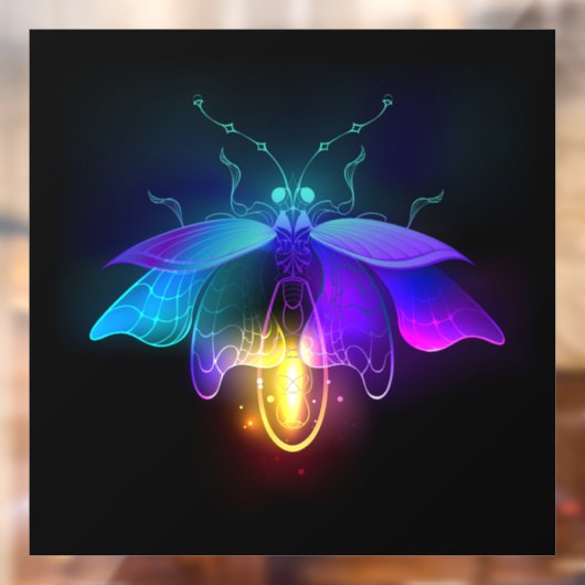 Neon Firefly auf schwarz Fensteraufkleber (Blatt 2)