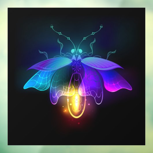 Neon Firefly auf schwarz Fensteraufkleber (Blatt 3)