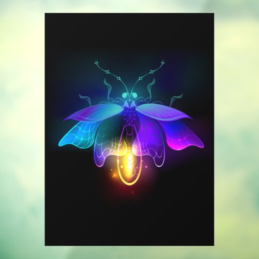 Neon Firefly auf schwarz Fensteraufkleber (Blatt 3)