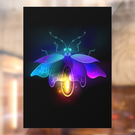 Neon Firefly auf schwarz Fensteraufkleber (Blatt 2)