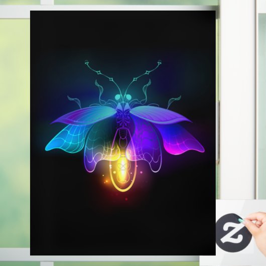 Neon Firefly auf schwarz Fensteraufkleber (Zuhause)