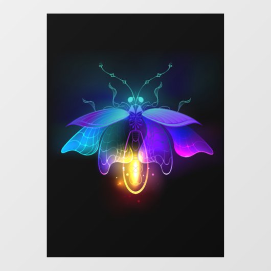 Neon Firefly auf schwarz Fensteraufkleber (Blatt)