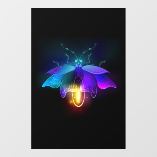 Neon Firefly auf schwarz Fensteraufkleber (Blatt)