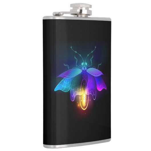 Neon Firefly auf schwarz Flachmann (Rechts)