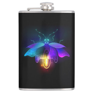 Neon Firefly auf schwarz Flachmann