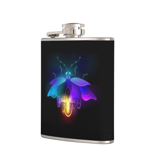 Neon Firefly auf schwarz Flachmann (Links)