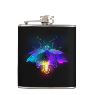 Neon Firefly auf schwarz Flachmann