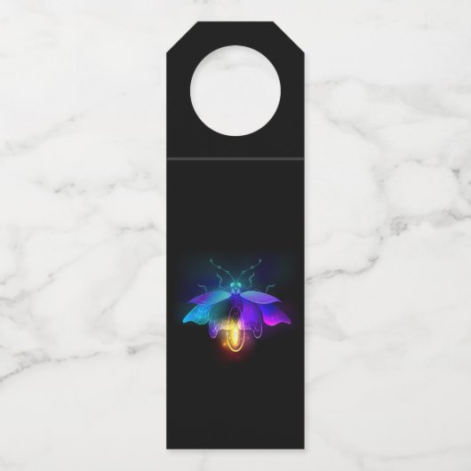 Neon Firefly auf schwarz Flaschenanhänger (Vorderseite)