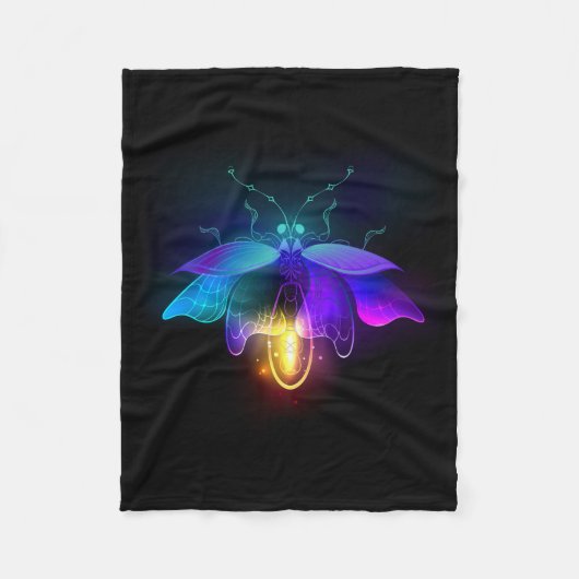 Neon Firefly auf schwarz Fleecedecke (Vorderseite)