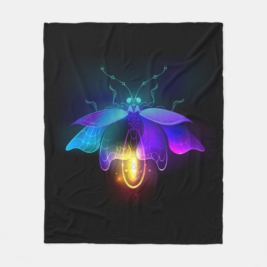 Neon Firefly auf schwarz Fleecedecke (Vorderseite)