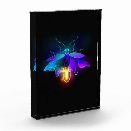 Neon Firefly auf schwarz Fotoblock (Links)