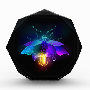 Neon Firefly auf schwarz Fotoblock