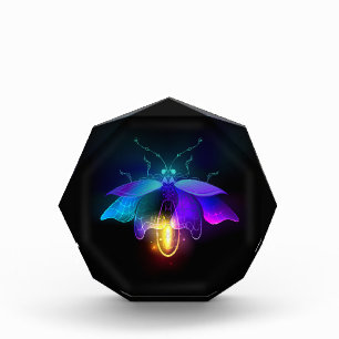 Neon Firefly auf schwarz Fotoblock