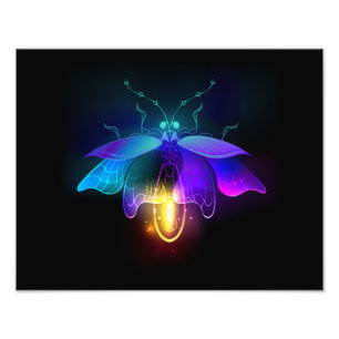 Neon Firefly auf schwarz Fotodruck