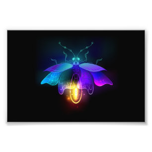Neon Firefly auf schwarz Fotodruck