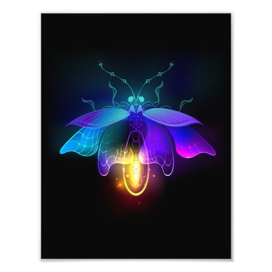 Neon Firefly auf schwarz Fotodruck (Vorne)