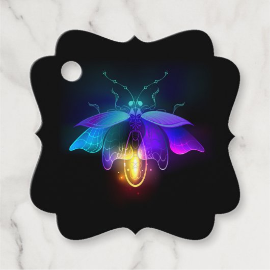 Neon Firefly auf schwarz Geschenkanhänger (Vorderseite)