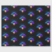 Neon Firefly auf schwarz Geschenkpapier (Flach)