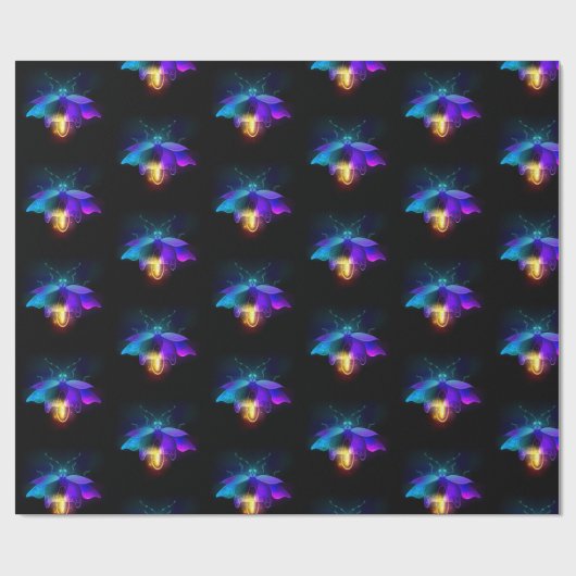 Neon Firefly auf schwarz Geschenkpapier (Flach)