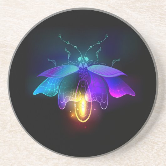Neon Firefly auf schwarz Getränkeuntersetzer (Vorne)