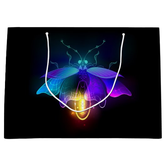 Neon Firefly auf schwarz Große Geschenktüte (Vorderseite)