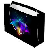 Neon Firefly auf schwarz Große Geschenktüte (Rückseite Schrägansicht)