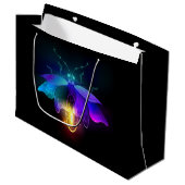 Neon Firefly auf schwarz Große Geschenktüte (Vorderseite Schrägansicht)