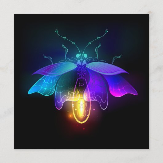 Neon Firefly auf schwarz Hinweiskarte (Vorderseite)