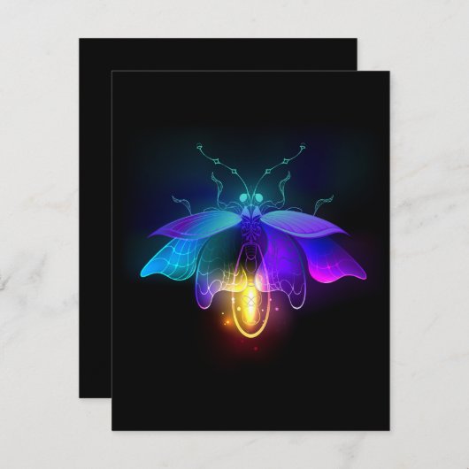 Neon Firefly auf schwarz Hinweiskarte (Vorne/Hinten)