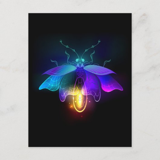 Neon Firefly auf schwarz Hinweiskarte (Vorderseite)