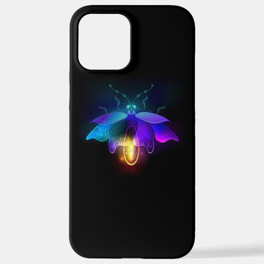 Neon Firefly auf schwarz iPhone Hülle (Rückseite)