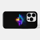 Neon Firefly auf schwarz iPhone Hülle (Rückseite (Horizontal))