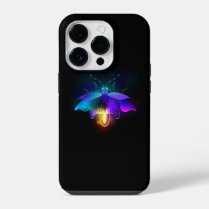 Neon Firefly auf schwarz iPhone 14 Pro Hülle