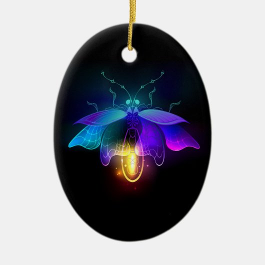 Neon Firefly auf schwarz Keramik Ornament (Vorne)