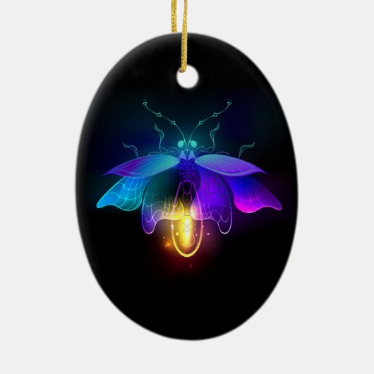 Neon Firefly auf schwarz Keramik Ornament (Hinten)