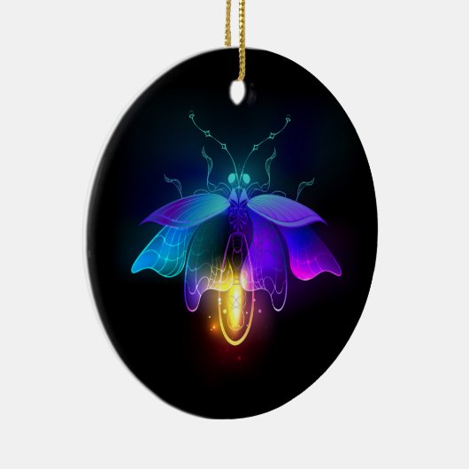 Neon Firefly auf schwarz Keramik Ornament (Rechts)