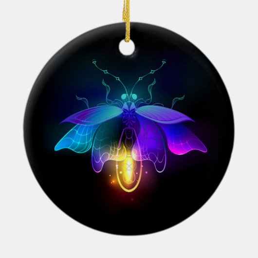 Neon Firefly auf schwarz Keramik Ornament (Hinten)