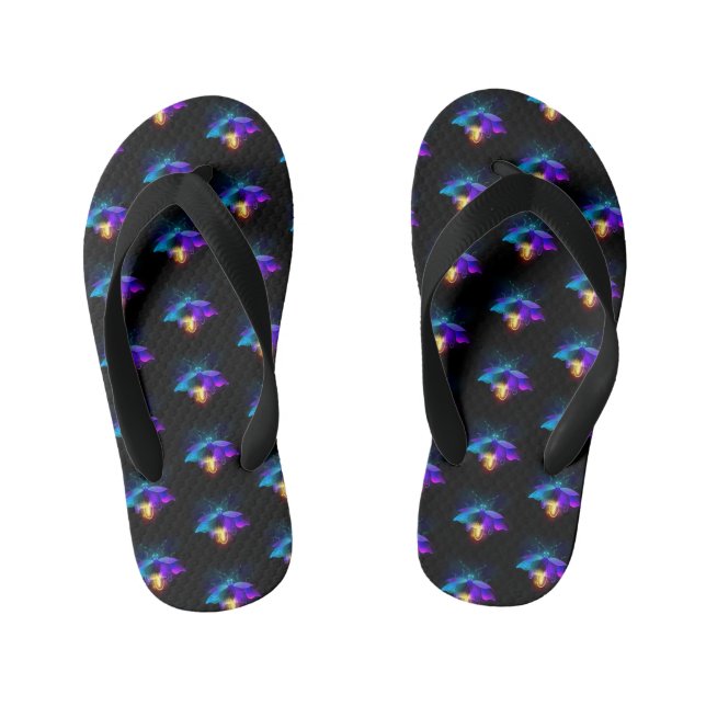 Neon Firefly auf schwarz Kinderbadesandalen (Fußbett)