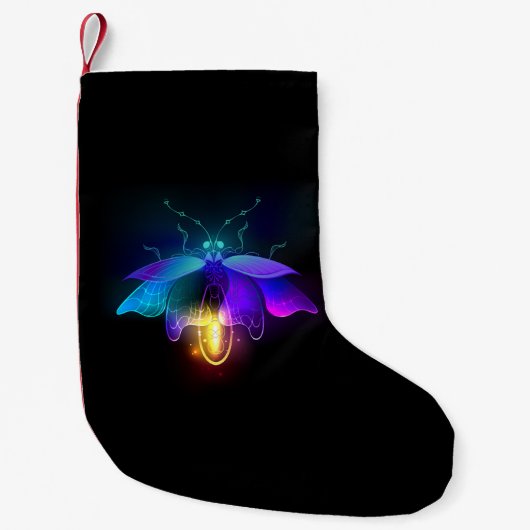Neon Firefly auf schwarz Kleiner Weihnachtsstrumpf (Vorderseite)