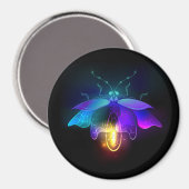 Neon Firefly auf schwarz Magnet (Vorderseite/Rückseite)