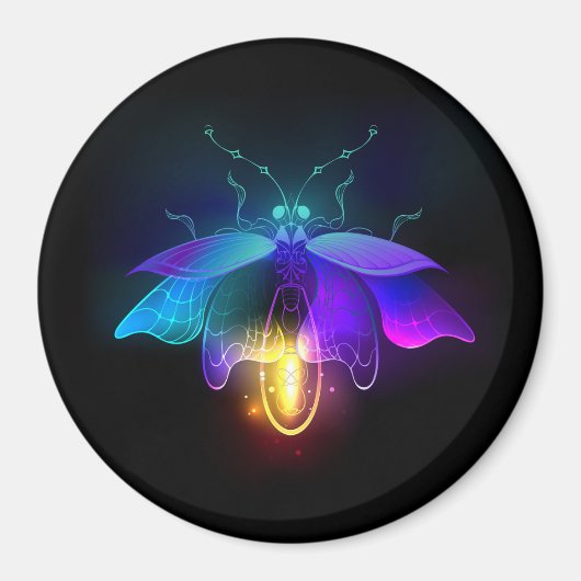 Neon Firefly auf schwarz Magnet (Vorne)
