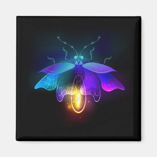 Neon Firefly auf schwarz Magnet (Vorne)