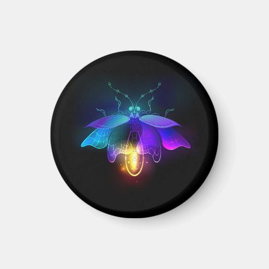 Neon Firefly auf schwarz Magnet (Vorne)