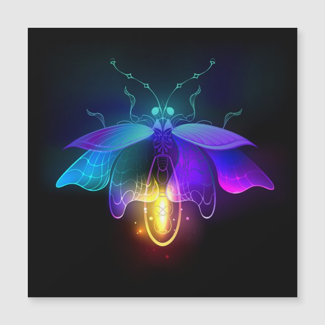 Neon Firefly auf schwarz Magnetkarte (Vorderseite)
