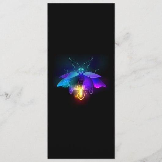 Neon Firefly auf schwarz Menükarte (Vorderseite)