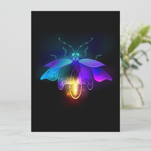 Neon Firefly auf schwarz Menükarte (Stehend Vorderseite)