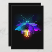 Neon Firefly auf schwarz Menükarte (Vorne/Hinten)