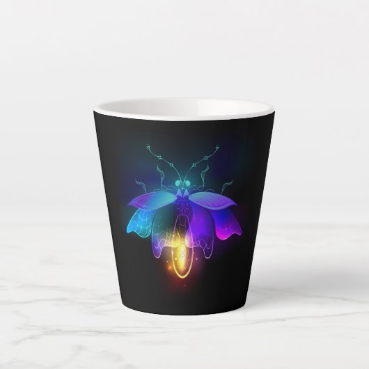 Neon Firefly auf schwarz Milchtasse (Vorderseite)