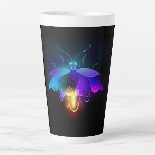 Neon Firefly auf schwarz Milchtasse (Vorderseite)