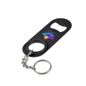 Neon Firefly auf schwarz Mini Flaschenöffner (Rückseite Schrägansicht)